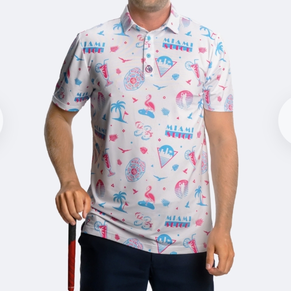 NWT Birdie Boss Miami Slice Golf Polo